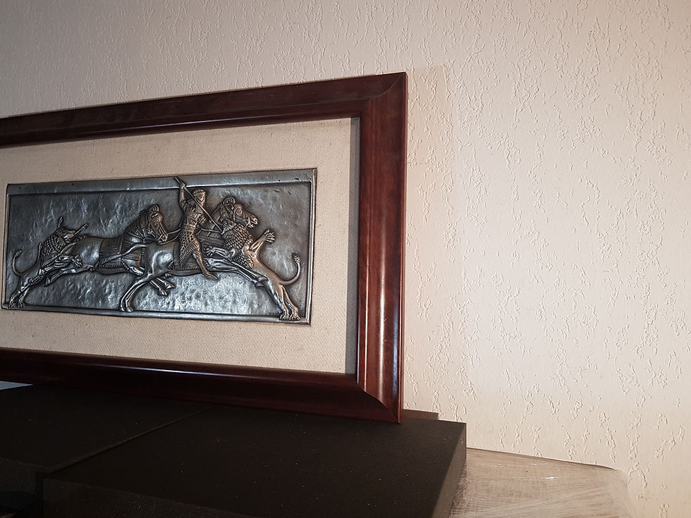 Miniature : Tableau signé. Gravure métal. 