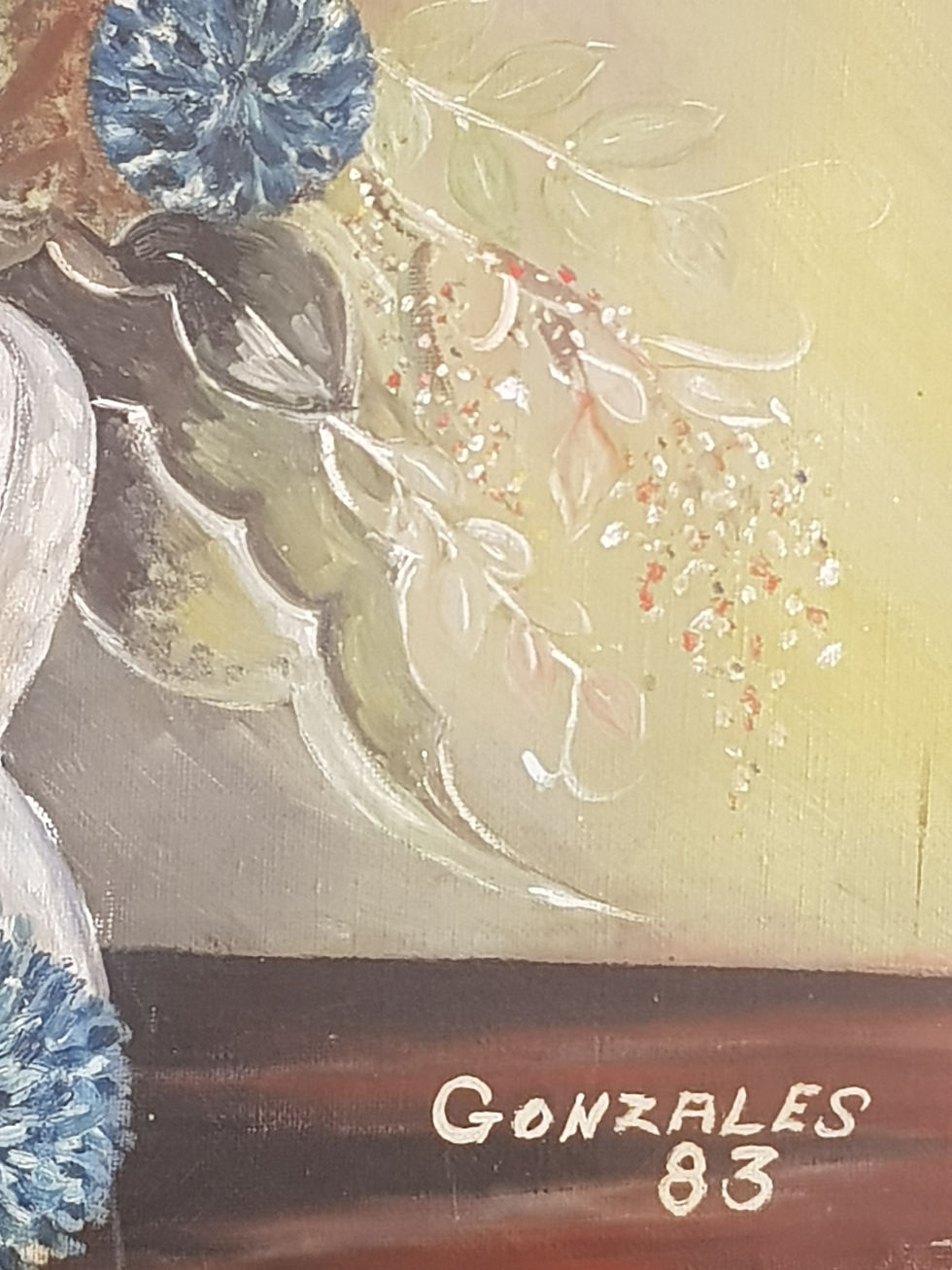 Miniature : Tableau signé Gonzales . Bouquet de fleurs fleuries. Peinture huile sur toile.  