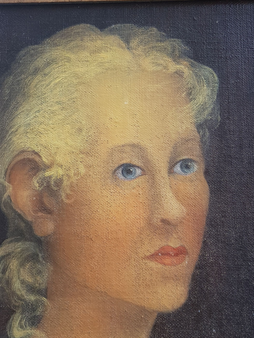 Miniature : Tableau ancien signé.  Portrait :  Peinture huile sur toile  .