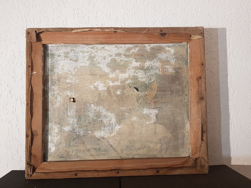 Miniature : Tableau  signé. H.Moral. Paysage animé. Peinture huile sur toile. 