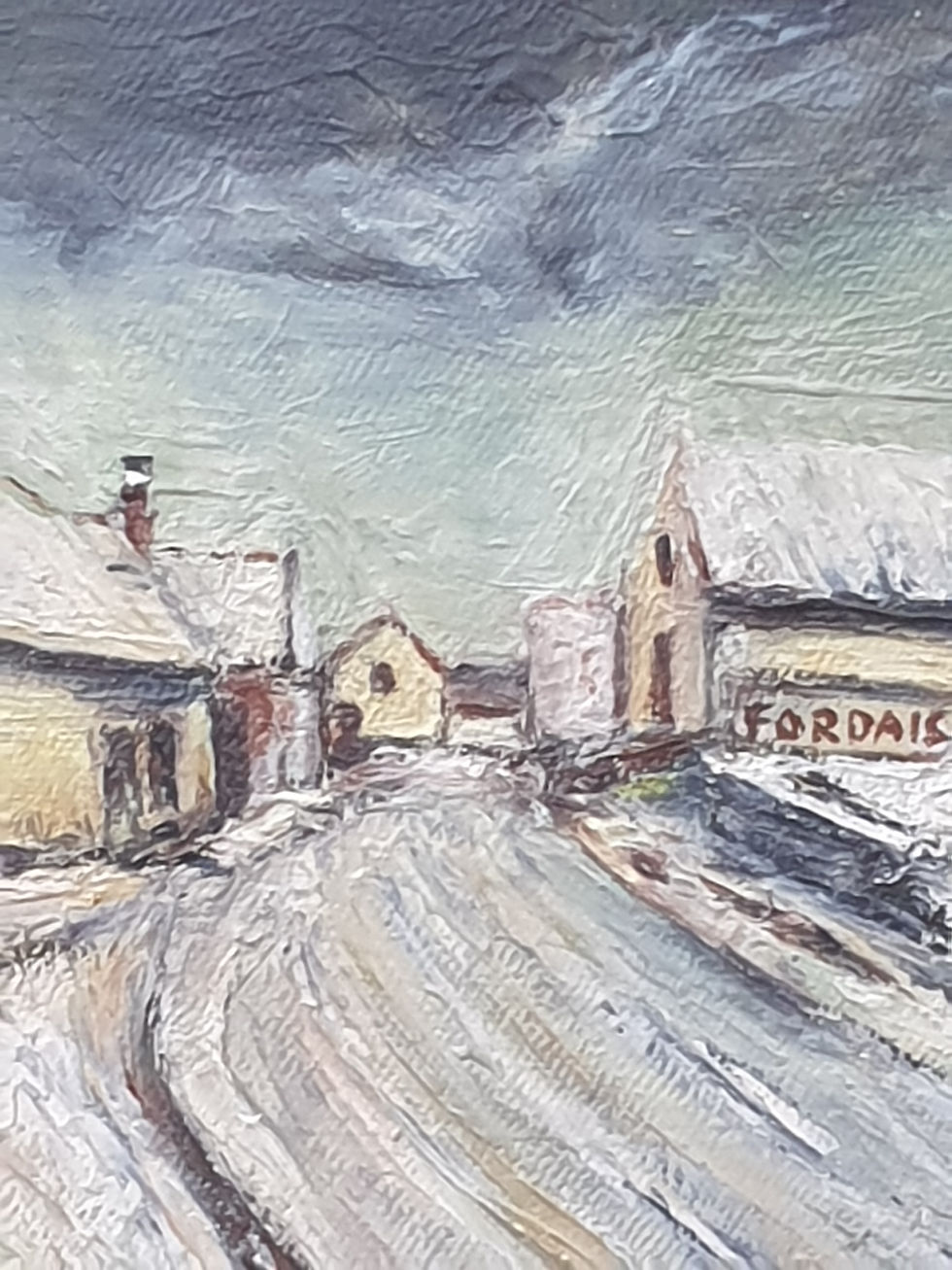 Miniature : Tableau signé Péfourque d après Vlamink.Paysage hiver Peinture huile sur toile 