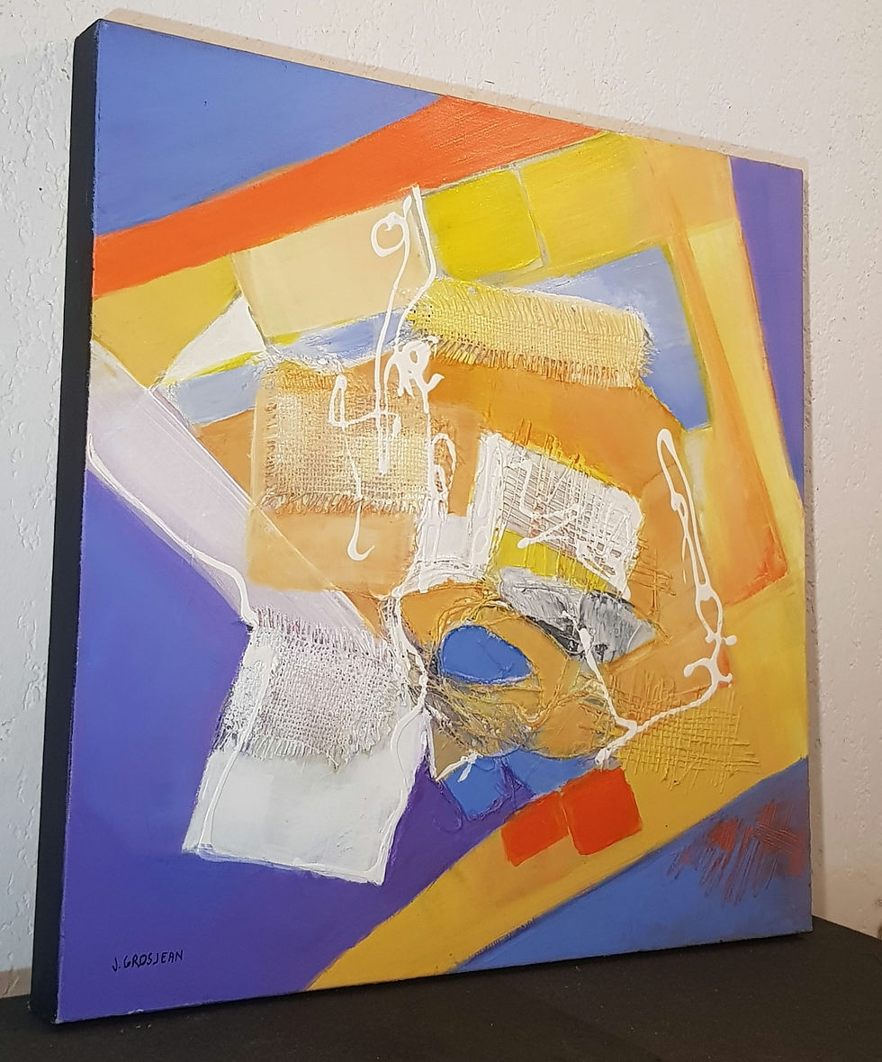 Miniature : Tableau signé J.Grosjean. Titré : Lilas. Peinture huile sur toile. 