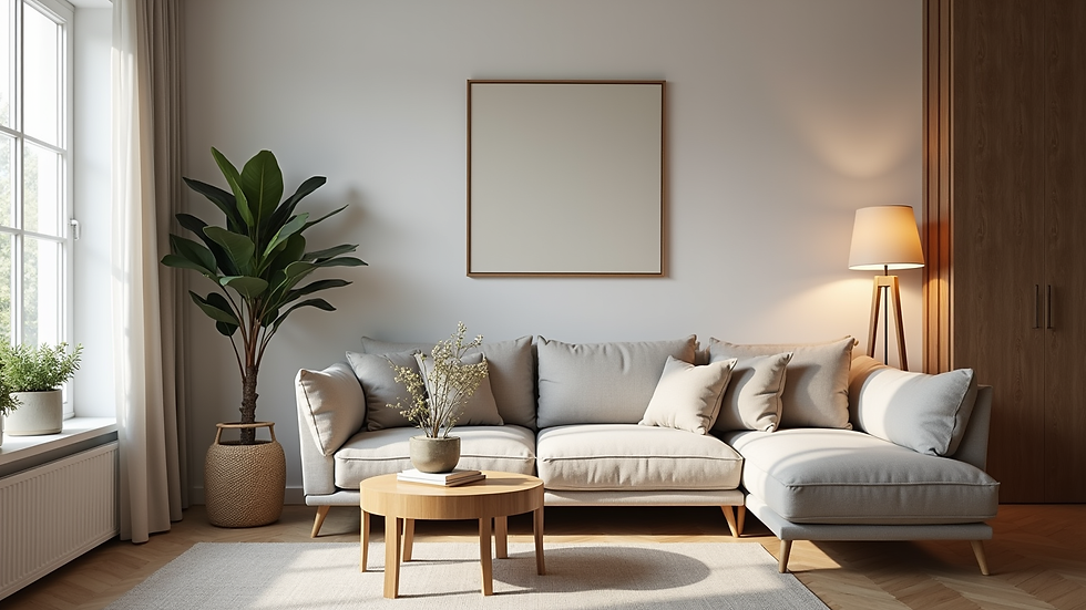 Eye-level view of a well-staged living room with modern decor