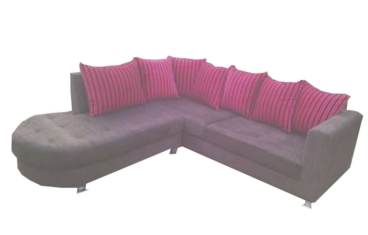 Black L-Shape Chair with Red Stripe Pillow