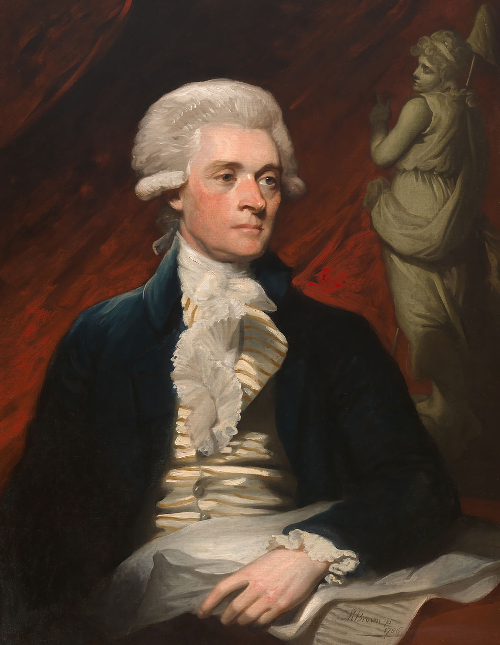 First known image of Thomas Jefferson from 1786 while he was visiting John Adams in London.