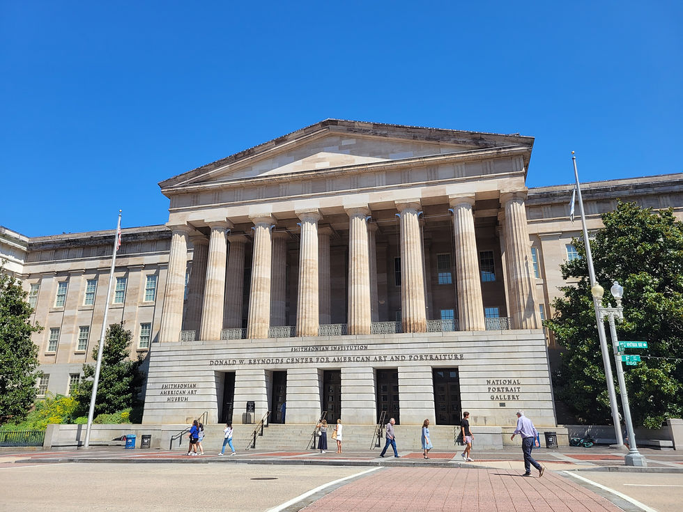 The south entrance to the National Portrait Gallery and Smithsonian American Art Museum on F St, NW