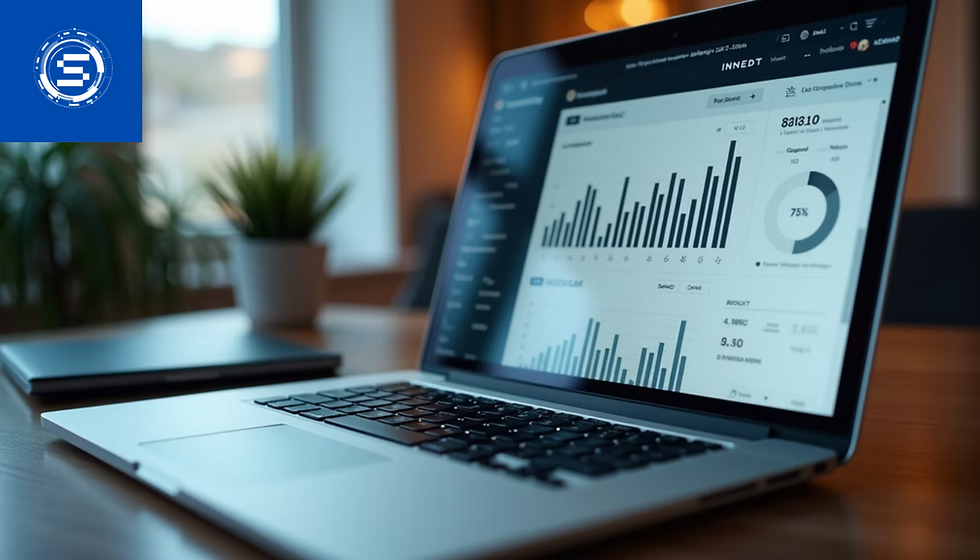Eye-level view of a laptop screen showing online advertising dashboard