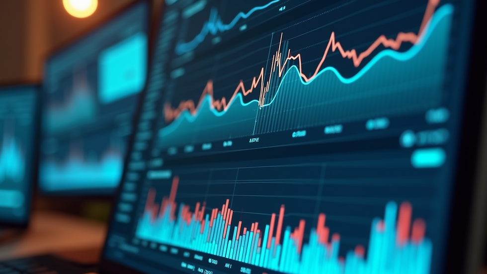 Eye-level view of a digital marketing dashboard with analytics charts