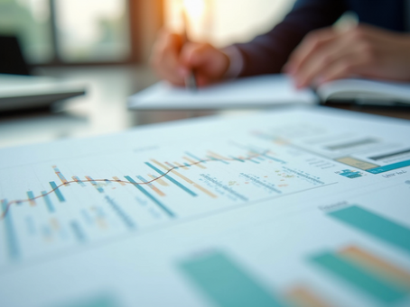 Digital marketing strategy plan and performance charts.