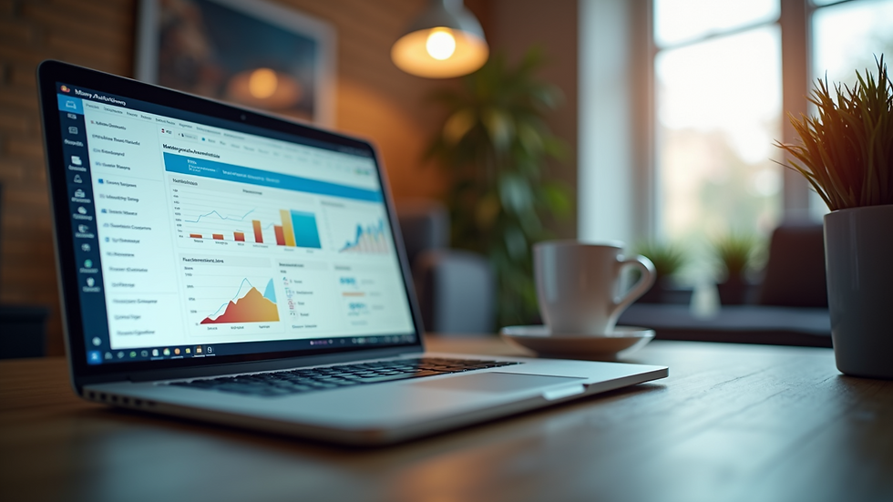 High angle view of a laptop with marketing automation software on screen