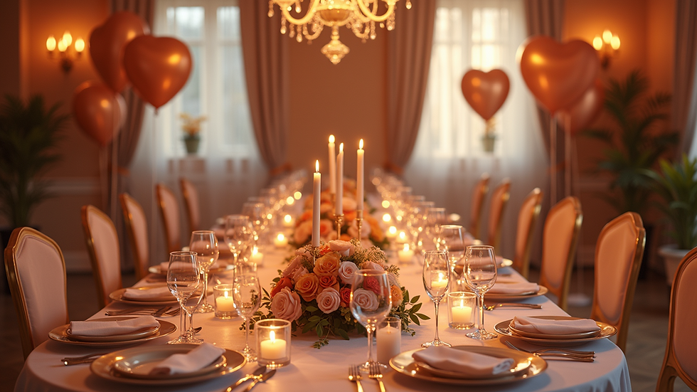 High angle view of a luxurious birthday party setup with elegant decorations