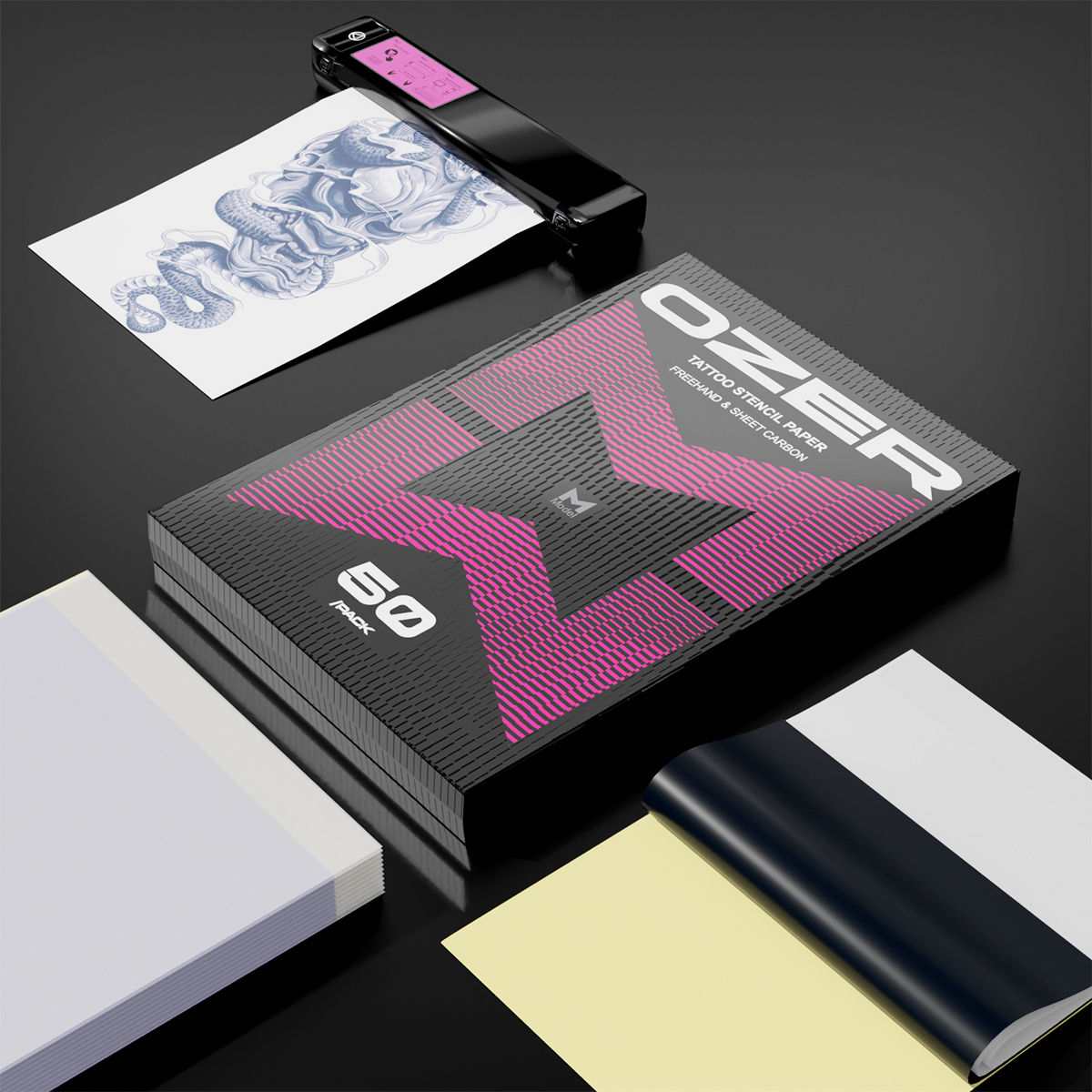 OZER 50 Sheets Tattoo Transfer Paper A4 Size, Thermal Copier Template Paper for