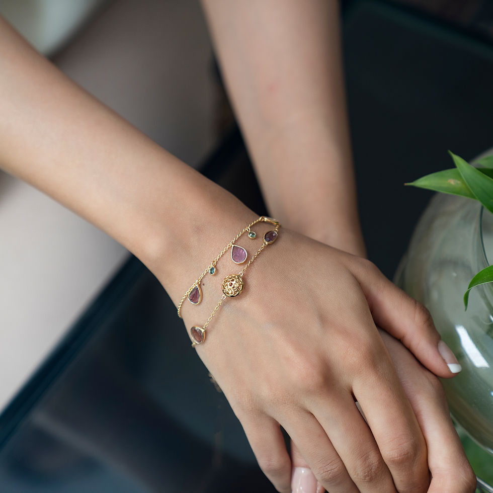 Bracelet, Silver, Gold plated, handmade, tourmalines, gold plated, jewelry