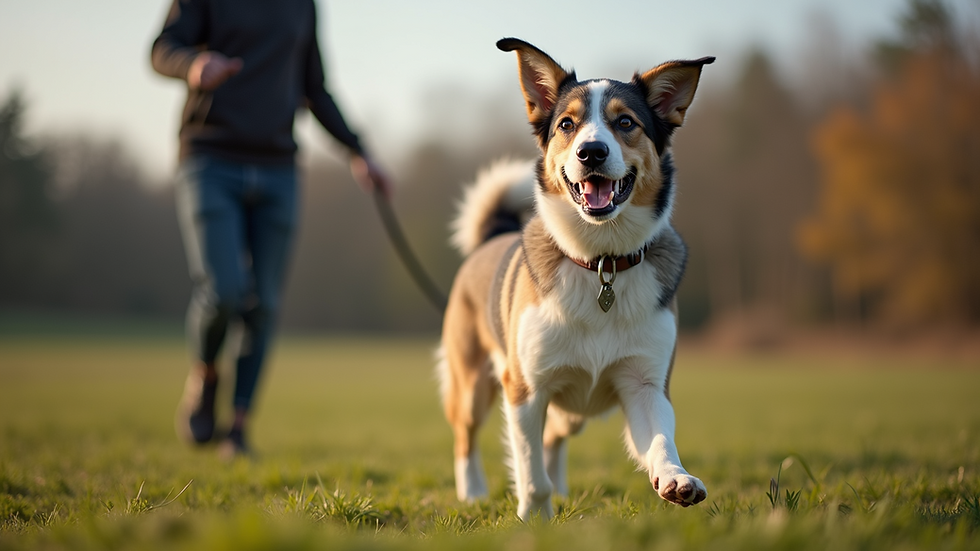 Eye-level view of a dog training session with a trainer and a dog