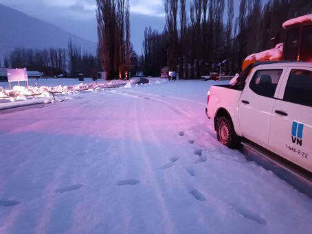 Pehuenche, tapado: más de un metro de nieve y paso cerrado por el temporal