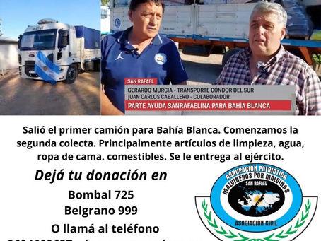 San Rafael redobla la ayuda a Bahía Blanca y lanza una nueva colecta solidaria