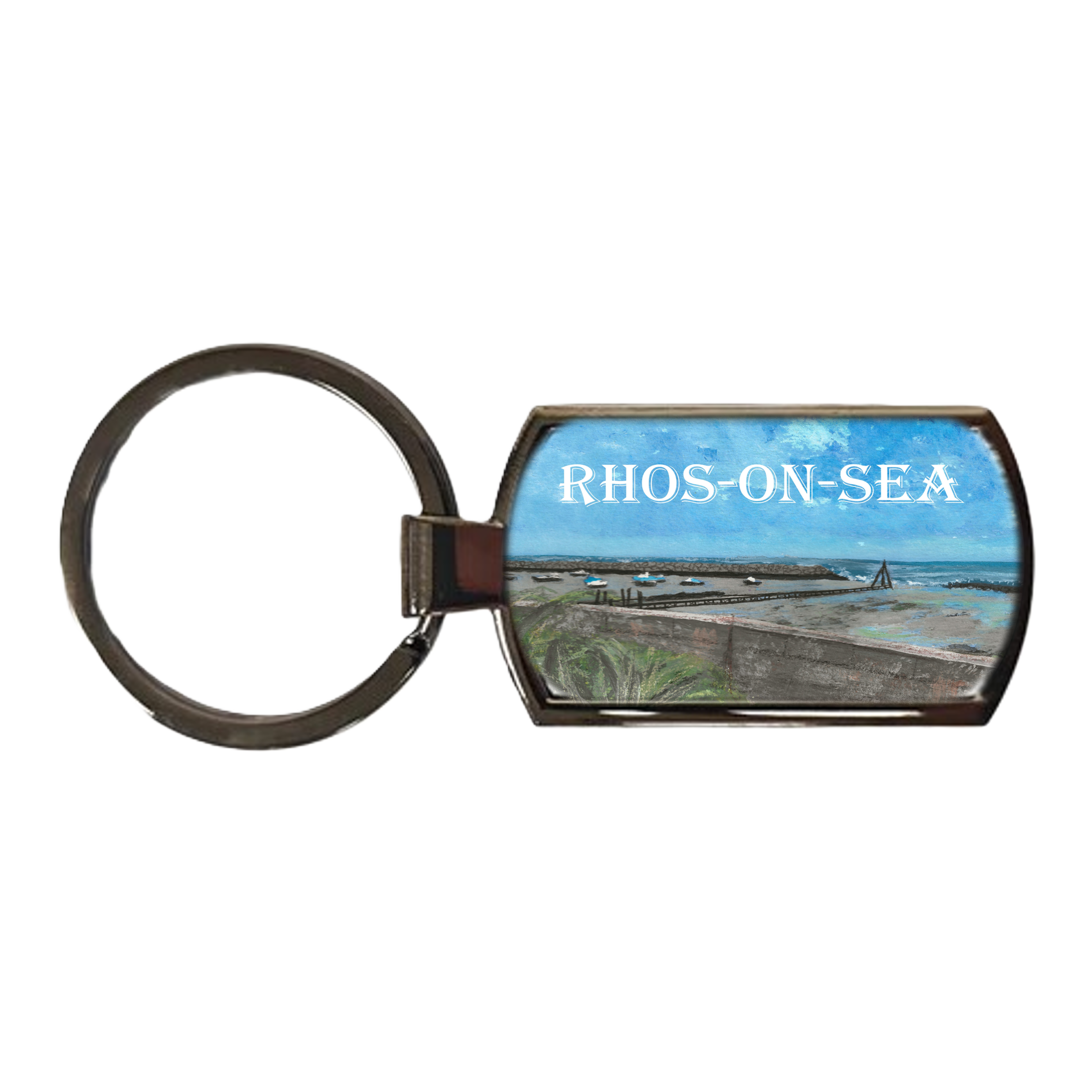 Keyring -  Rhos-on-Sea - Tourist Souvenir Gift North Wales Design