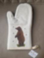 Brown Bear & Honeybees - Single Linen Oven Glove