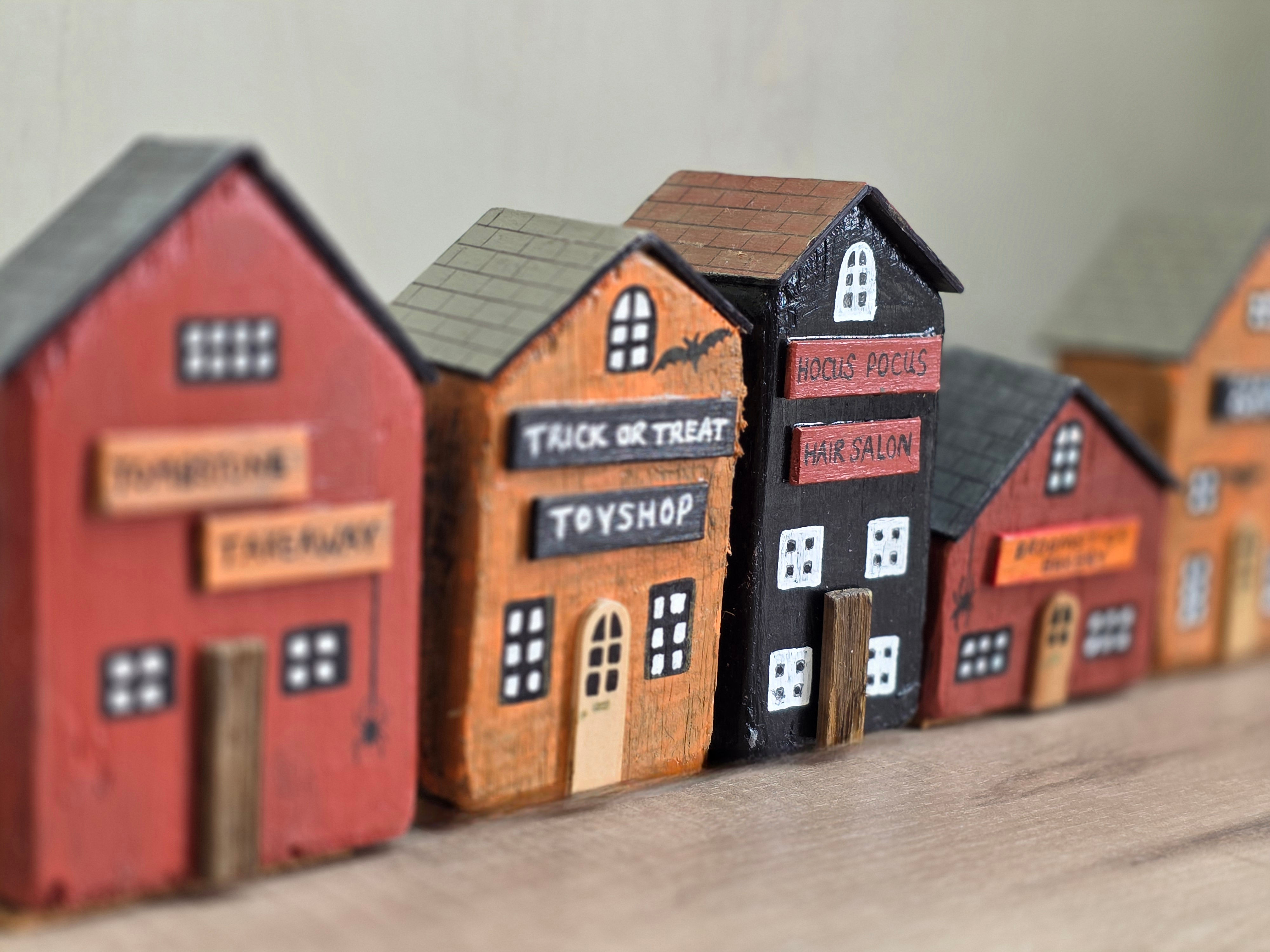 Unique Handmade Wooden Halloween Street Home Seasonal Autumn Decoration