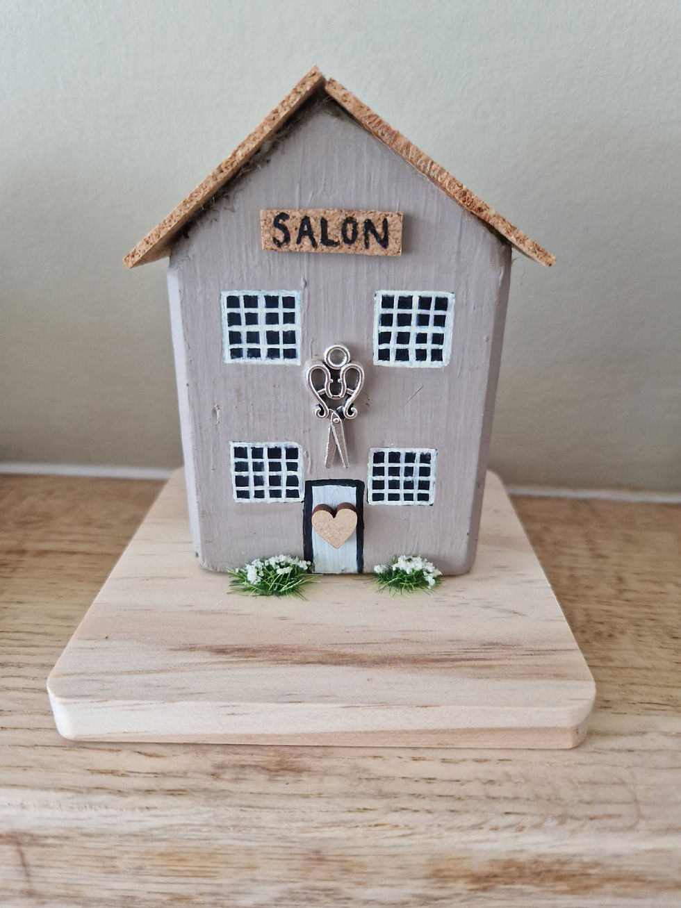Unique Handmade Wooden Hair Salon Gift / Decoration in Neutral