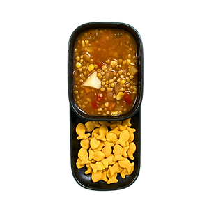 Soupe repas aux légumineuses et craquelins au fromage