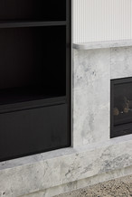 fireplace & living room joinery design super white black veneer