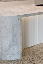 New build kitchen island design super white cove panelling