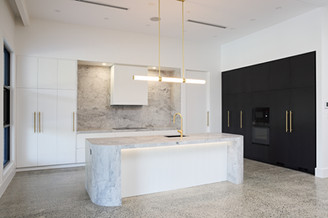 New build kitchen design super white brushed brass