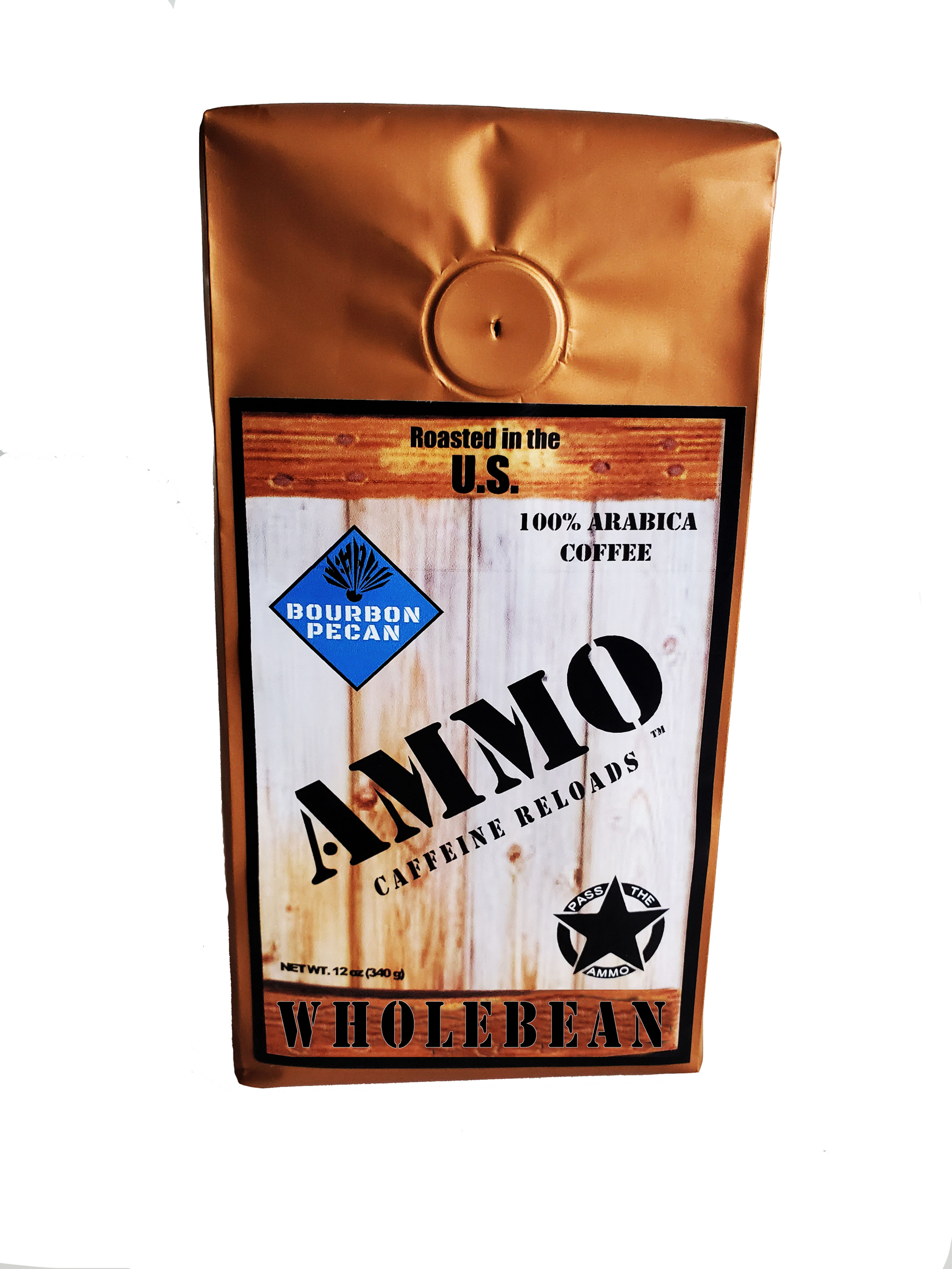 AMMO® Bourbon Pecan Whole Bean Coffee 12oz Caffeine Reloads