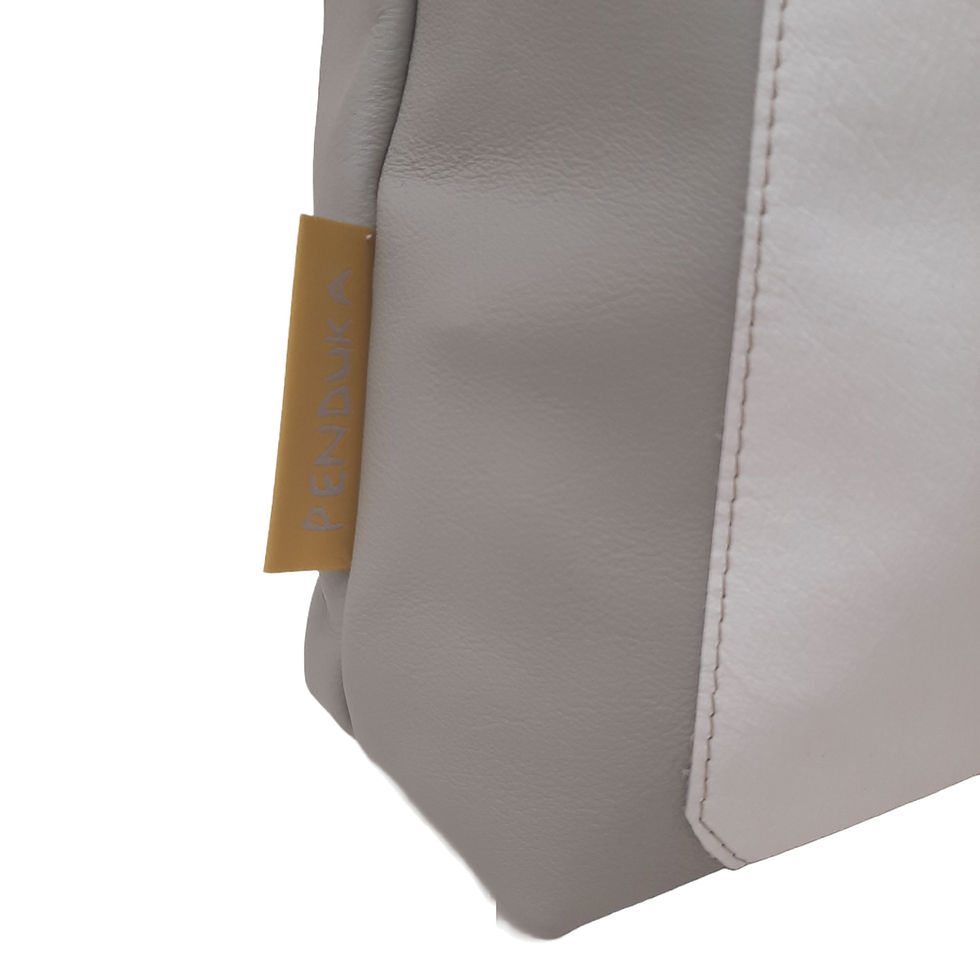 Thumbnail: Grey full leather shopper with matching Batik and leather pocket