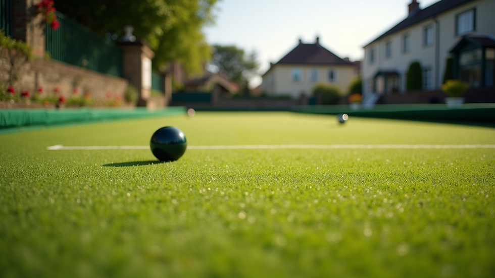 Eye-level view of a vibrant lawn bowling green