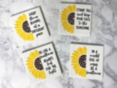 sunflower tile coasters set of four