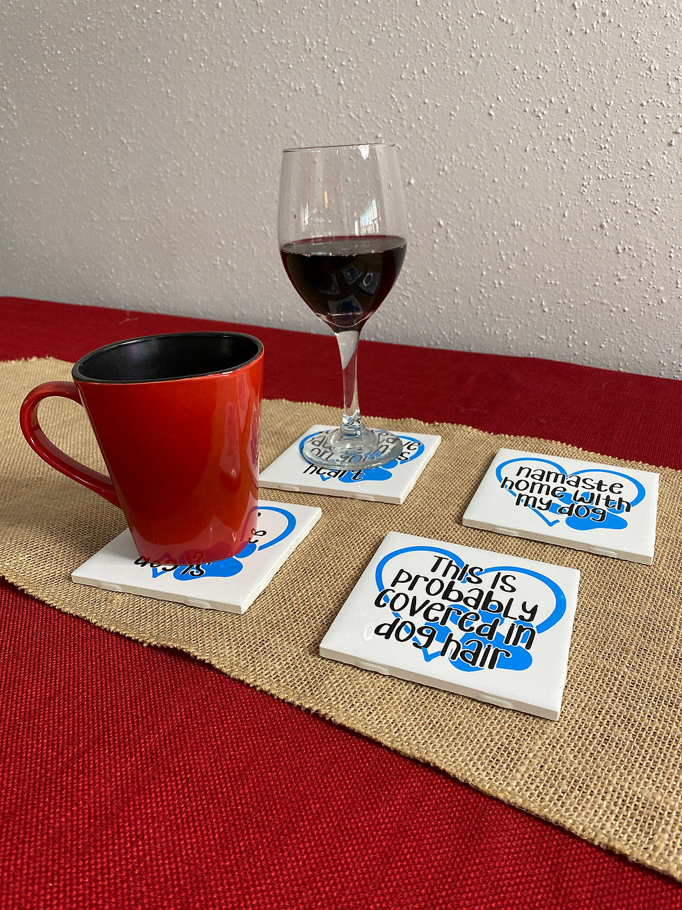 Thumbnail: Dog Lovers Coaster Set, Dog Coasters, Inspiring Dog Quotes, Table Decor, Mothers Day Gift, Fun Gifts for Her, Tile Coasters,
