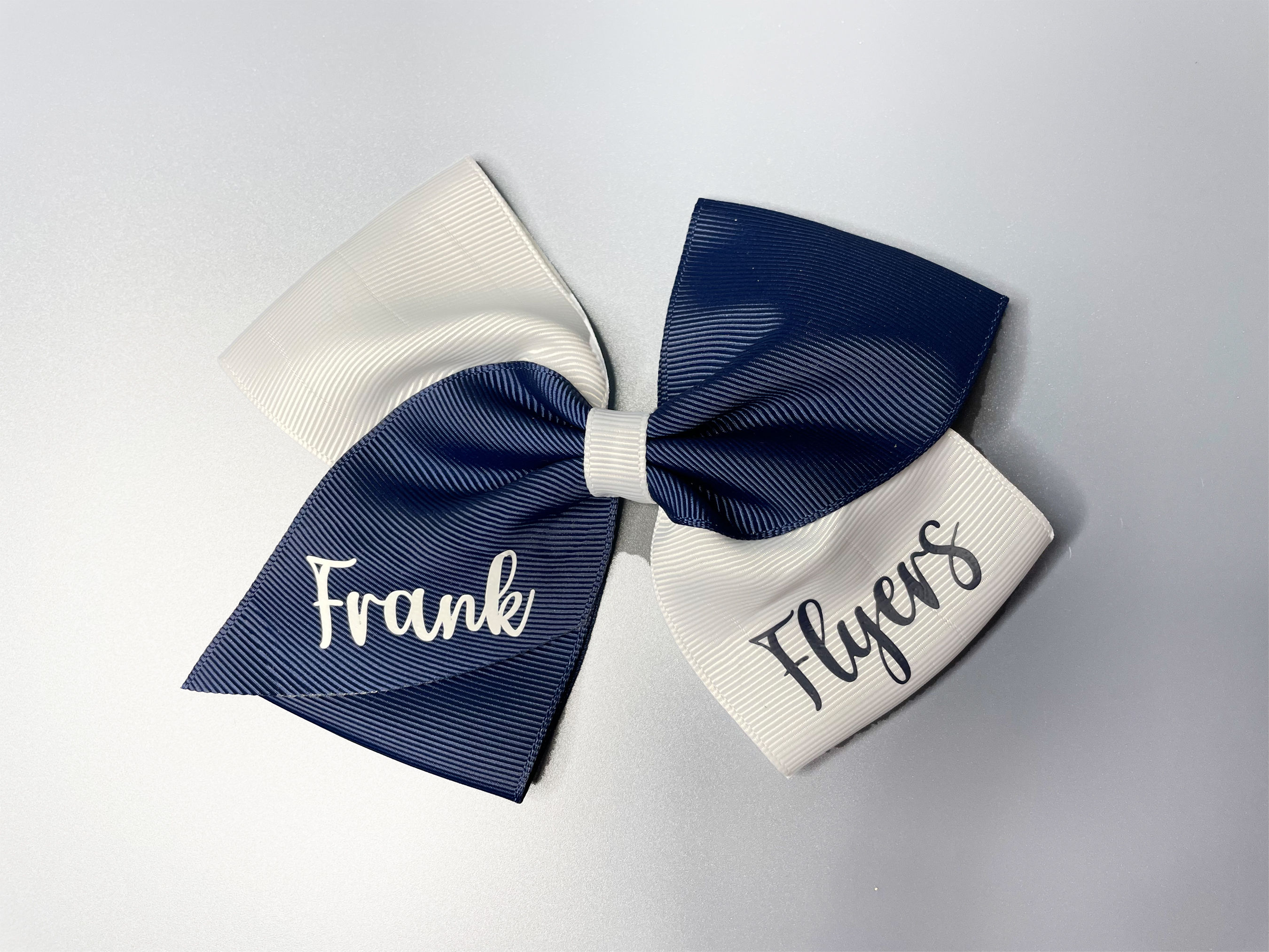 Frank Flyers Script Navy and White Oversized Hair Bow