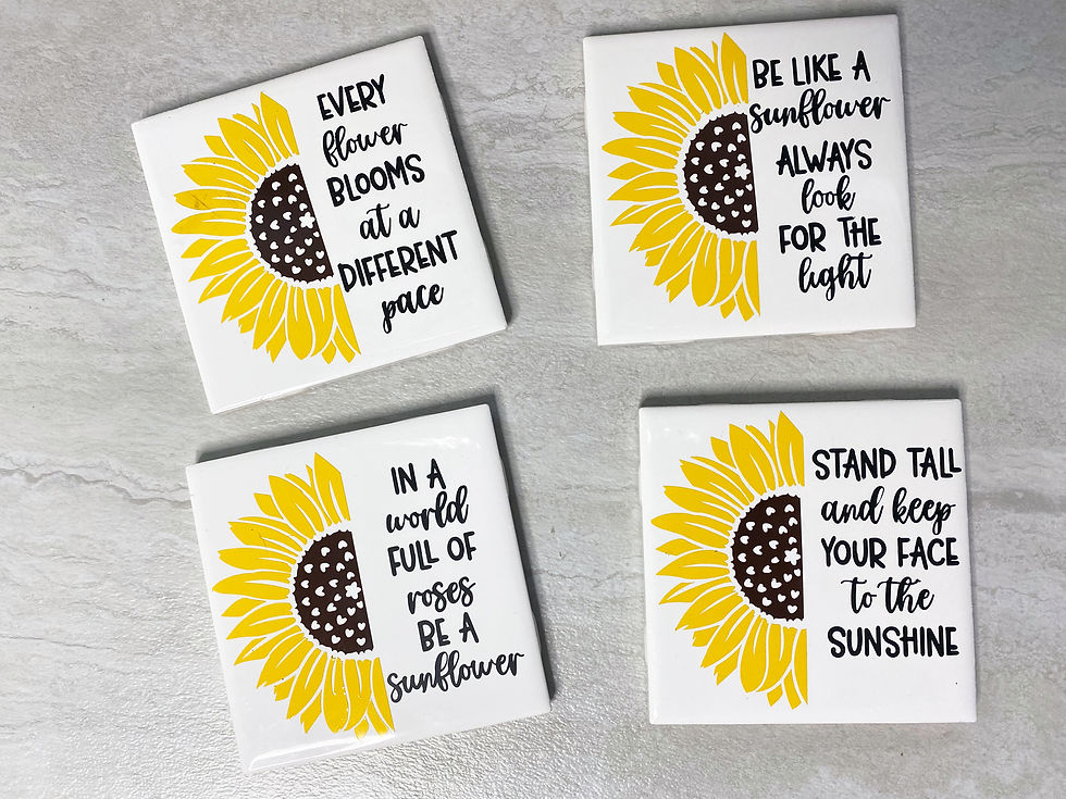 Thumbnail: sunflower tile coasters set of four