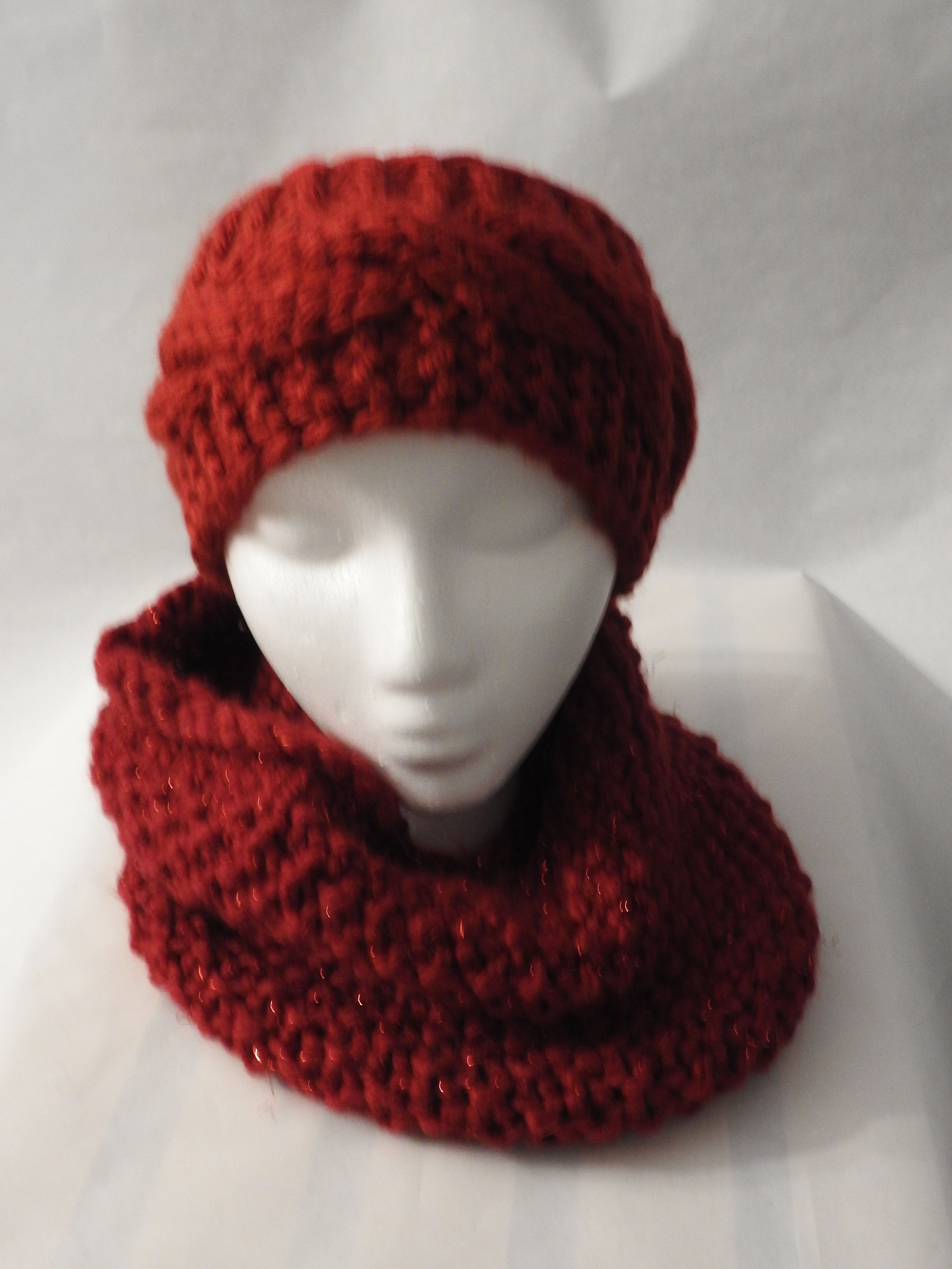 Ensemble snood et bandeau rouge
