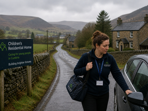 Support worker travelling to a rural children’s residential home in Cumbria, highlighting staffing and recruitment challenges in remote areas.