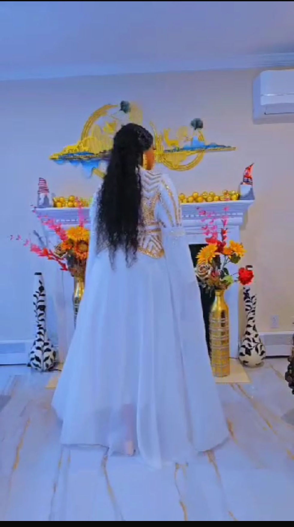 Thumbnail: White dress with Gold design and wings