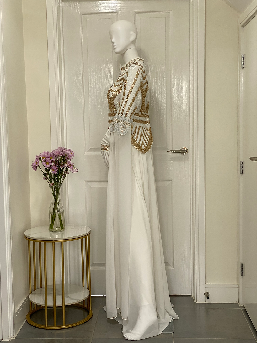 Thumbnail: White dress with Gold design and wings