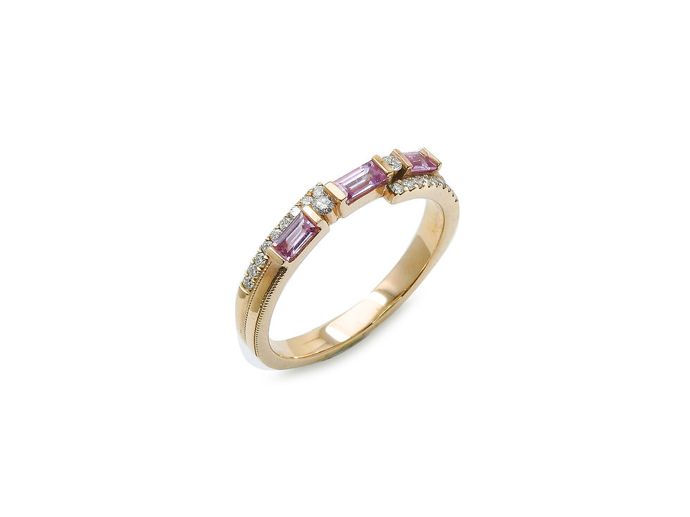 縮圖：Pink Baguette Sapphire and Diamond Ring Band