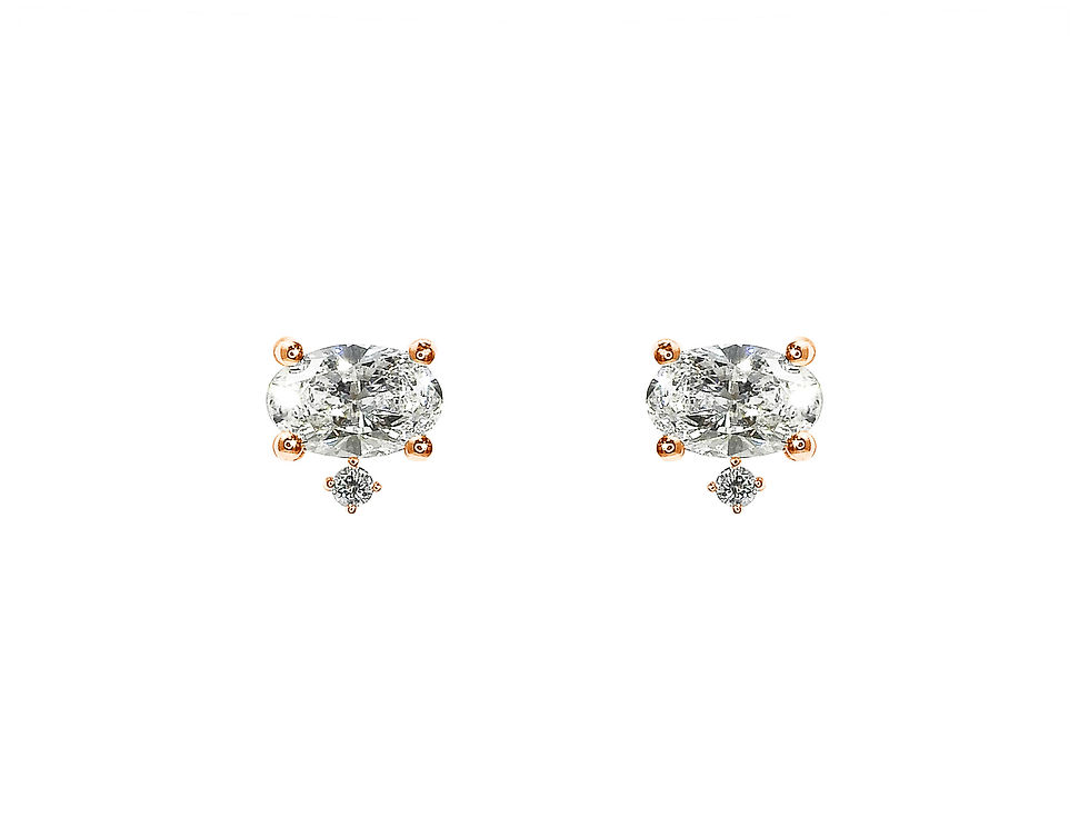 縮圖：Oval Lab Grown Diamond - April Birthstone Stud Earrings