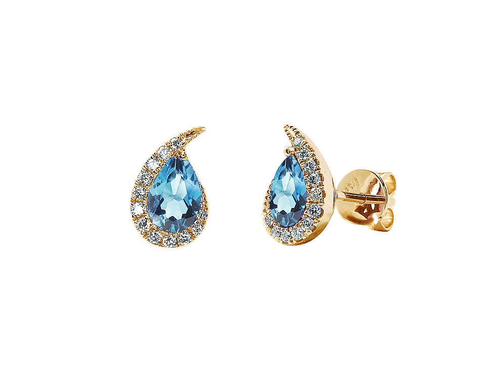 縮圖：Teardrop Blue Topaz Stud Earring