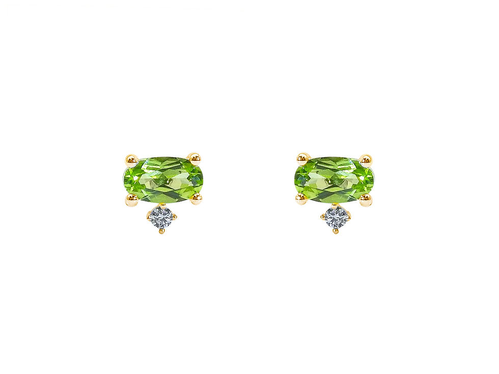 縮圖：Oval Peridot - August Birthstone Stud Earrings