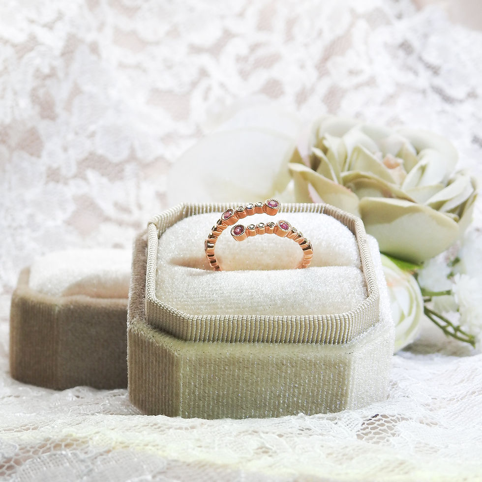 縮圖：Pink Sapphire and Diamond Open Ring