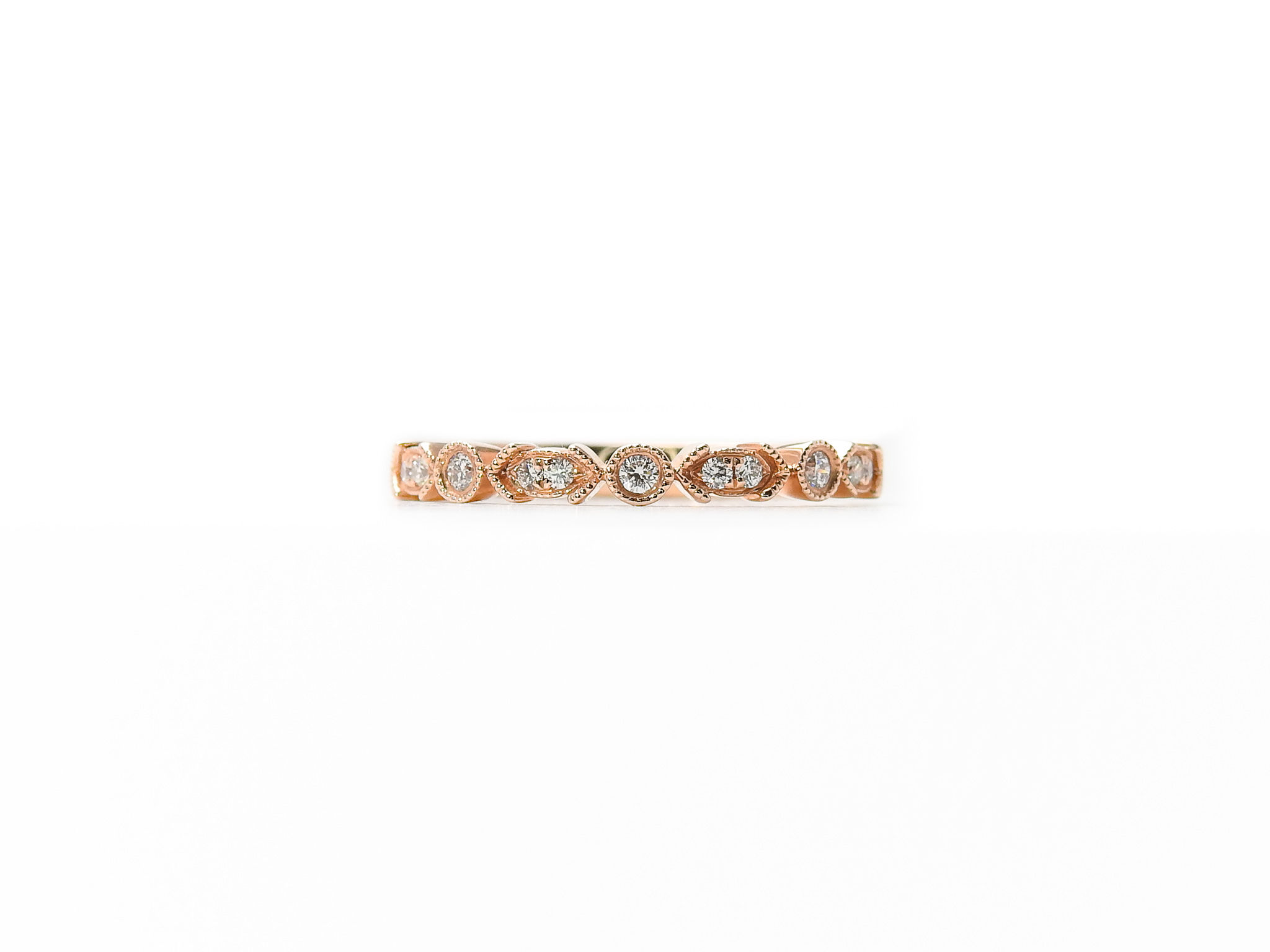 Delicate Milgrain and Diamonds Ring Band