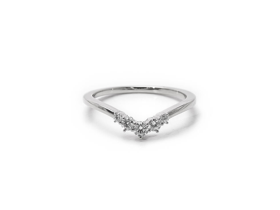 縮圖：14K Simple V-Shape Diamond Ring