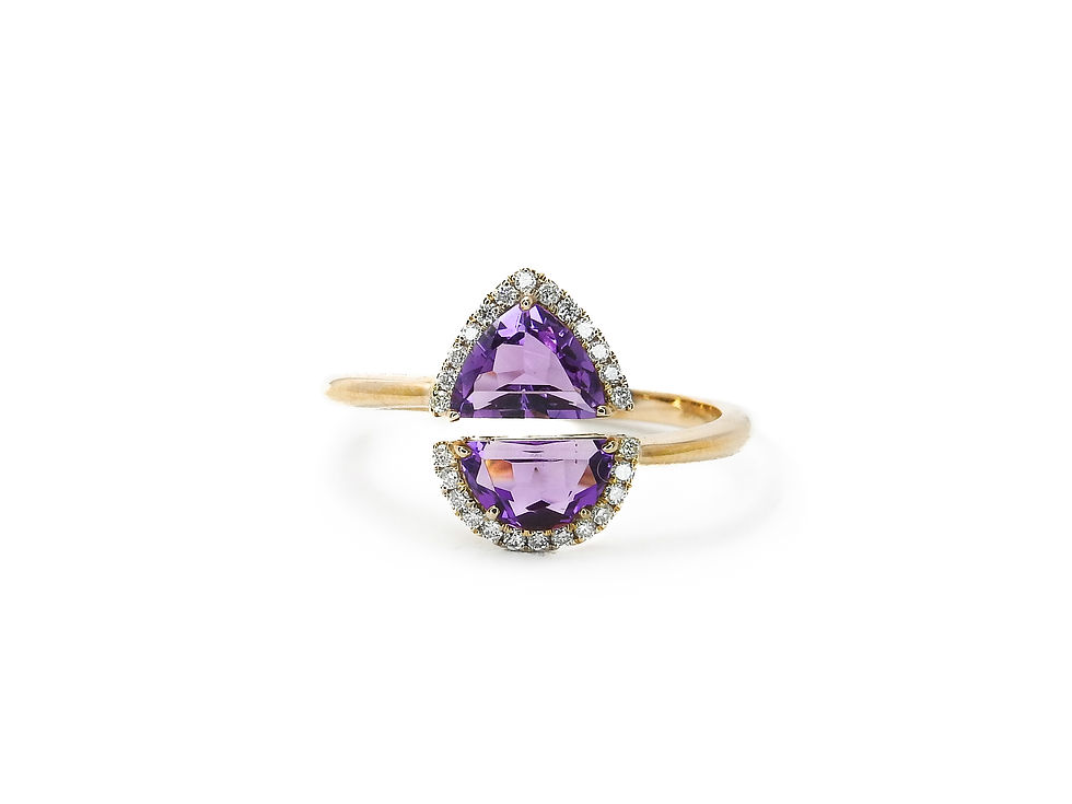 縮圖：Fancy Teardrop Amethyst Open Ring
