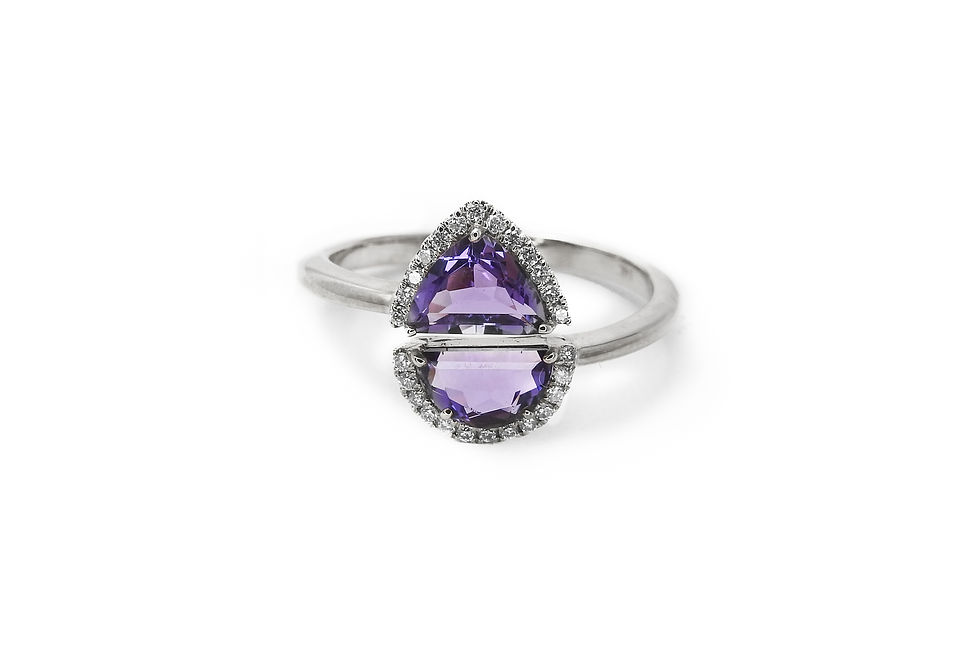 縮圖：Fancy Teardrop Amethyst Open Ring