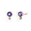 縮圖：Round Amethyst with Hexagon Setting Stud Earrings