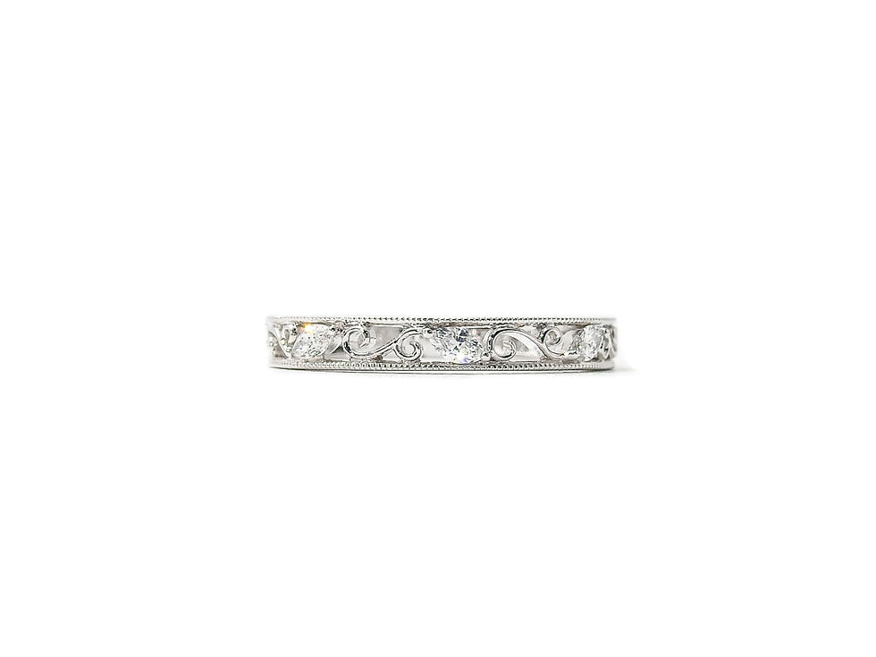 縮圖：Delicate Swirl Pattern Milgrain Ring